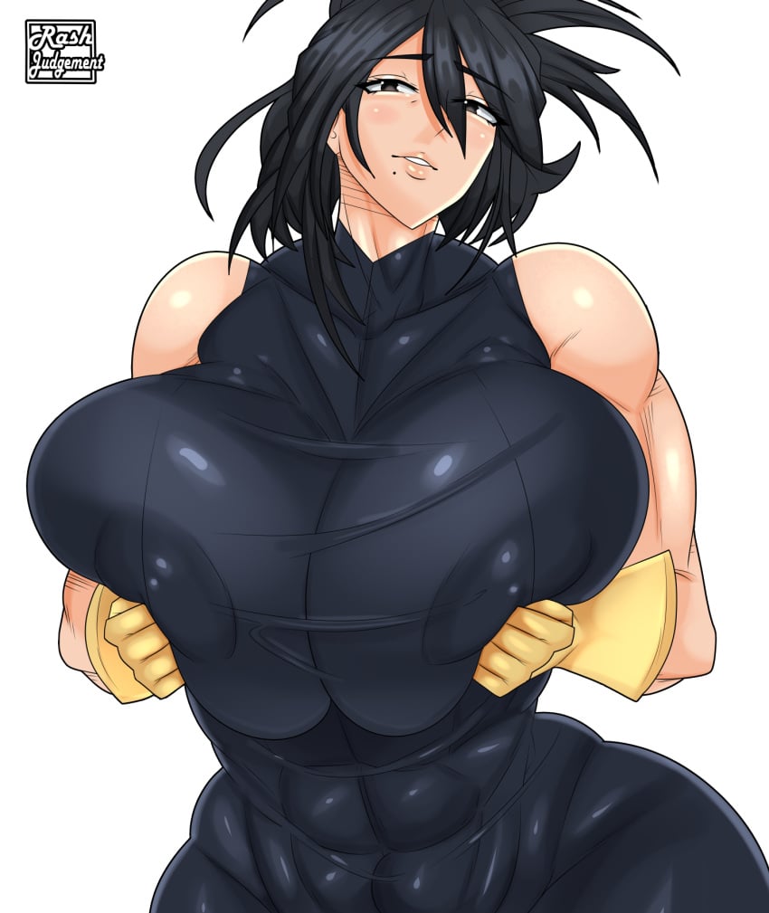 1girls abs beauty_mark big_breasts blush bodysuit boku_no_hero_academia breast_focus breasts breasts_bigger_than_head fanart fanart_from_twitter female female_focus female_only gloves huge_breasts large_breasts looking_at_viewer messy_hair muscular muscular_arms muscular_female my_hero_academia nana_shimura older_female pressing_breasts_together rashjudgement shimura_nana signature solo solo_focus squished_breasts thick_thighs tight_clothing tight_fit twitter_username venus_body voluptuous voluptuous_female wide_hips