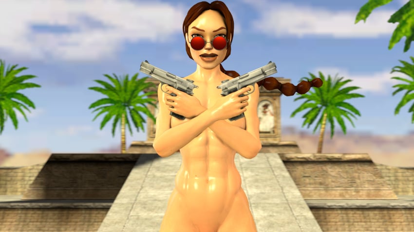 3d 3dhentaihero completely_naked completely_nude female lara_croft lara_croft_(classic) looking_over_eyewear looking_over_glasses looking_over_sunglasses naked nude red-tinted_eyewear sunglasses tagme tinted_eyewear tomb_raider