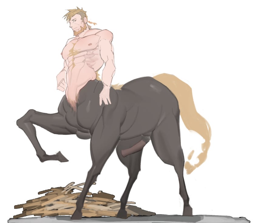 beard boner centaur chest_hair erection facial_hair fire_emblem fire_emblem:_three_houses horsecock jeralt_reus_eisner luboyaqqz male male_only muscles muscular nintendo penis solo solo_male taur