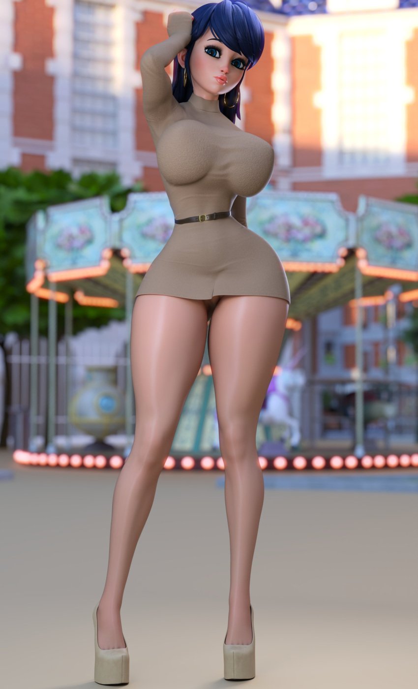 1girls 3d 3d_(artwork) big_breasts bimbo_body blue_eyes blue_hair breasts busty clothed earrings female female_only giant_breasts hair_down high_heels hoop_earrings huge_breasts legs marinette_dupain-cheng miraculous:_tales_of_ladybug_and_cat_noir miraculous_ladybug platform_heels pouty_lips ruidx slim_waist solo tagme thick_thighs thighs wide_hips