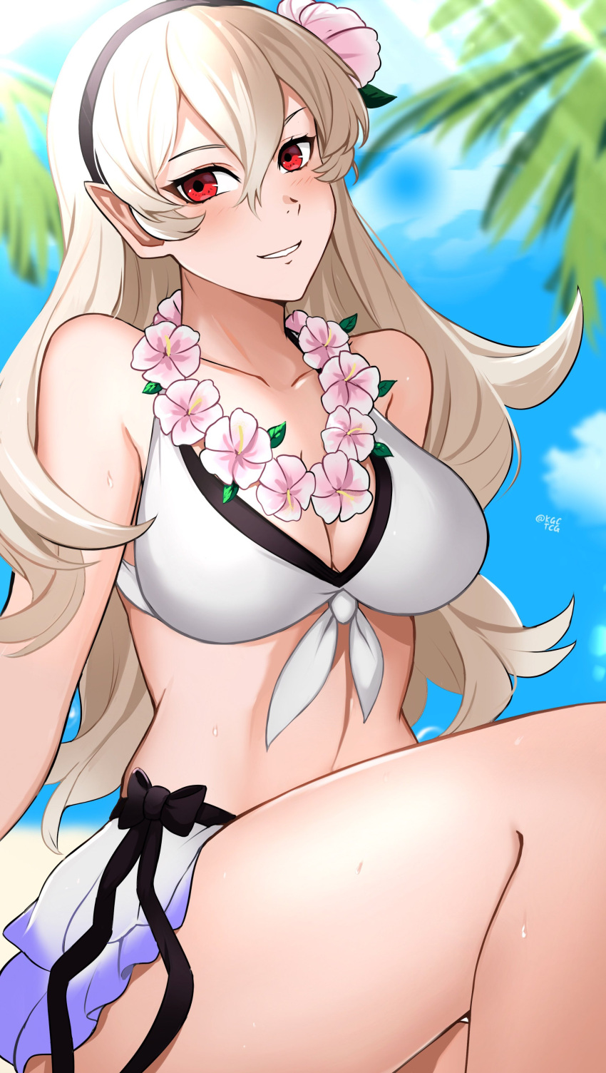 alternate_costume bikini corrin_(female)_(summer)_(fire_emblem) corrin_(fire_emblem) corrin_(fire_emblem)_(female) female_only fire_emblem fire_emblem_fates fire_emblem_heroes kgctcg nintendo official_alternate_costume solo swimsuit white_swimsuit