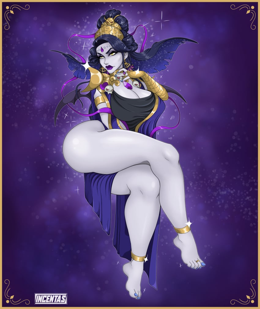 blue_nails deity european_mythology feet female female_only foot_fetish goddess greek_mythology hades_(game) hades_2 incentas jewelry mythology nyx_(hades) pale_skin public_domain queen thick_ass thick_thighs voluptuous