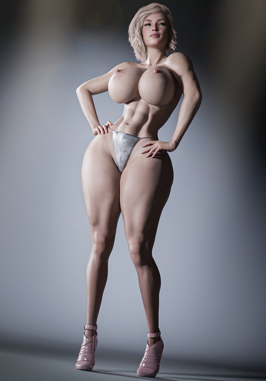 3d abs alternate_version_available athletic_female audrix diane_(audrix) fit_female french_nails huge_ass huge_breasts long_fingernails muscular_female obliques rainy_day_(audrix) solo_female thick toned_female