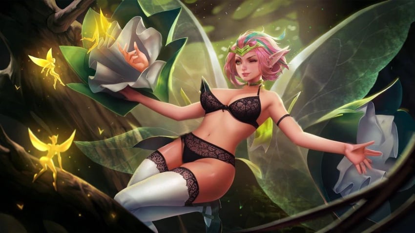 1girls arena_of_valor bra fairy fairy_wings female krixi_(arena_of_valor) rov_(game)