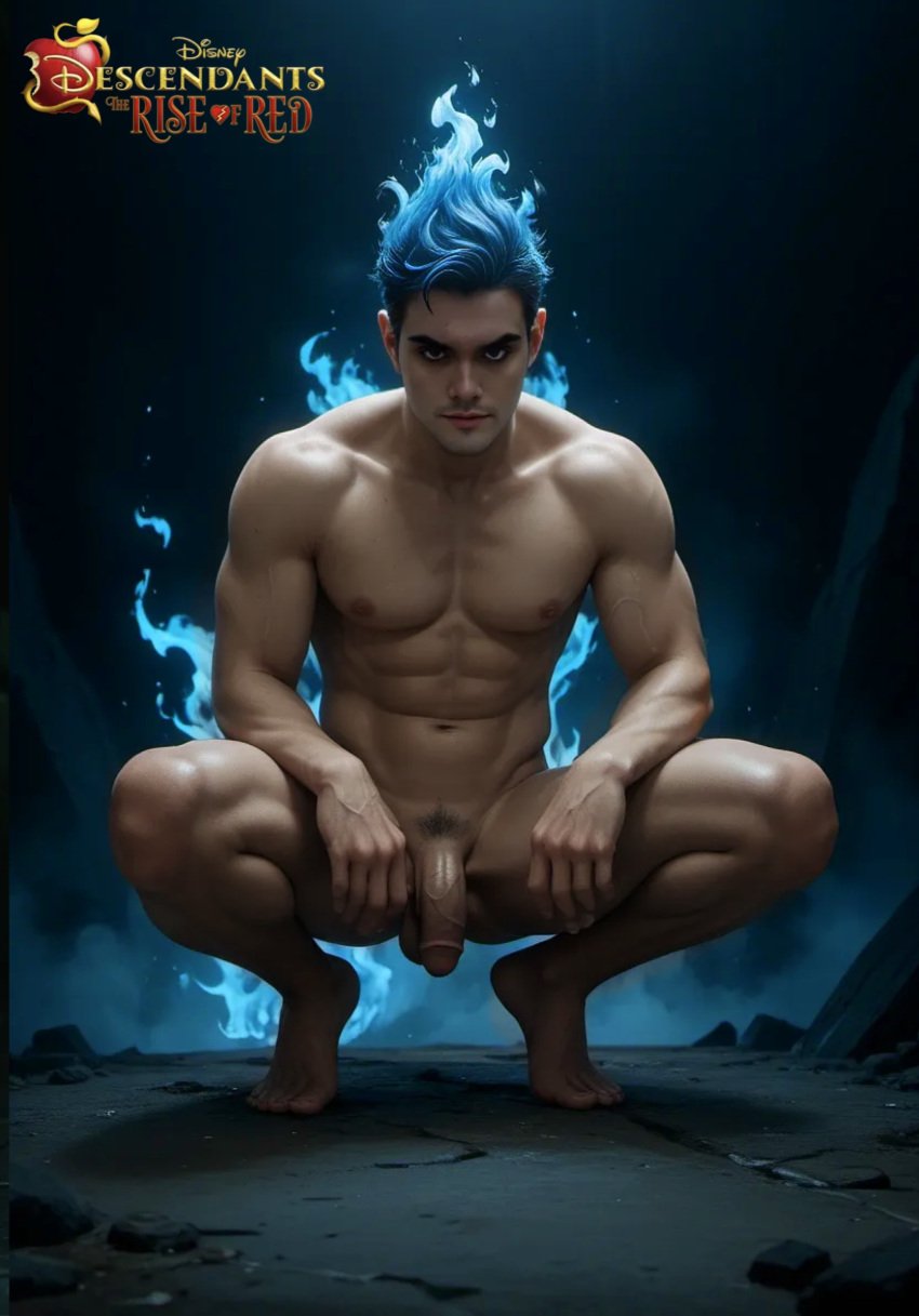 1boy ai_generated anthony_pyatt autohotto descendants descendants_the_rise_of_red disney disney_channel gay hades_(descendants) hades_(hercules) male male_only realistic squatting