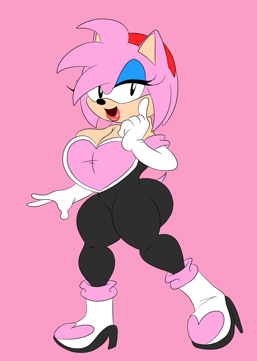 amy_rose amy_the_bat big_ass bodysuit botox curvy_body neckline rouge_the_bat_(cosplay) silicone sonic_(series) spandex_suit