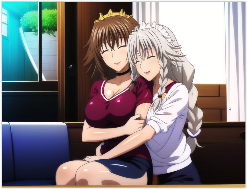 2females ai_generated daughter-in-law grayfia_lucifuge high_school_dxd lesbian_couple mother-in-law venelana_gremory yuri