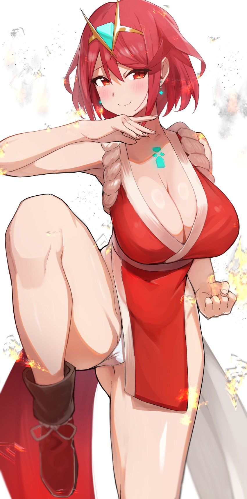 breasts core_crystal female female_only mai_shiranui mai_shiranui_(cosplay) nintendo oruru577196 oruru63100814 pyra short_hair solo tagme xenoblade_(series) xenoblade_chronicles_2