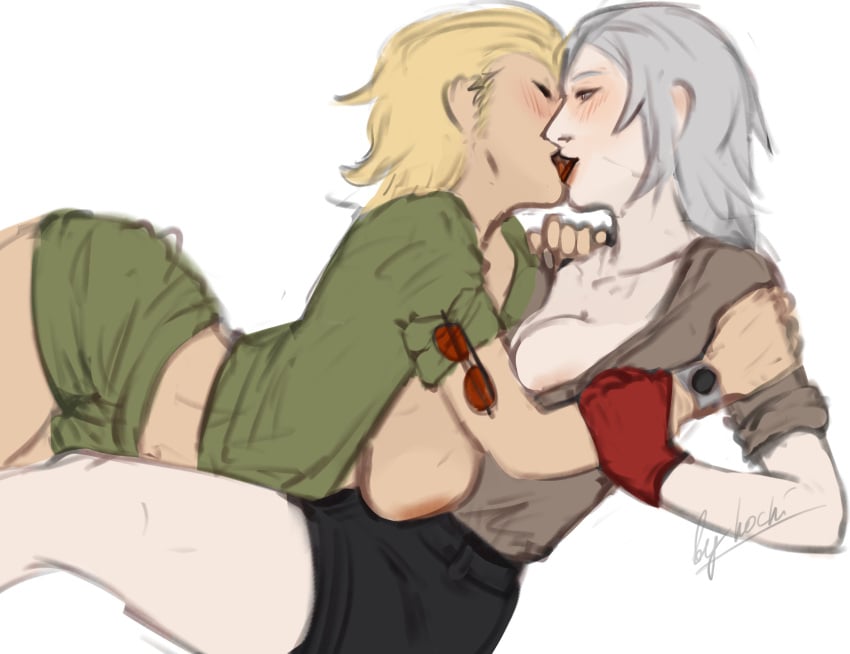 kazuhira_miller kochinsfw lesbian_kiss metal_gear metal_gear_solid revolver_ocelot