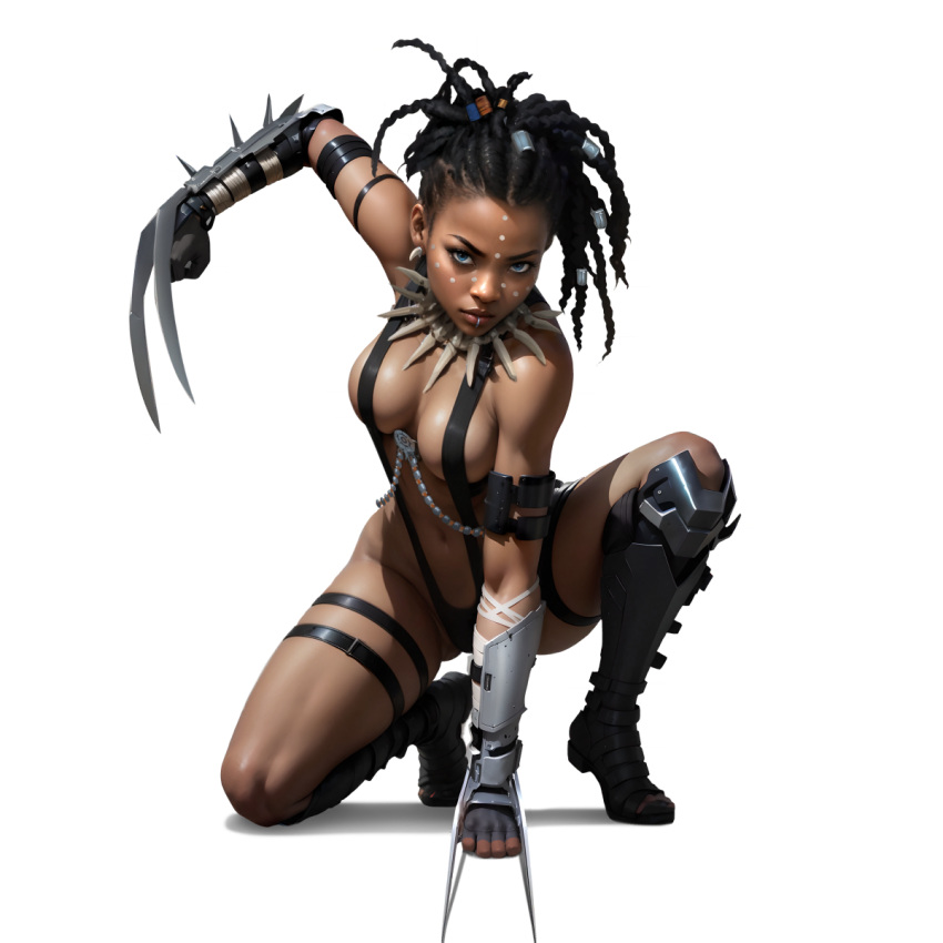 1girls ai_generated asha_(lust_goddess) black_female brown-skinned_female brown_skin brown_skinned_female dark-skinned_female dark_skin dark_skinned_female lust_goddess metal_claws nutaku