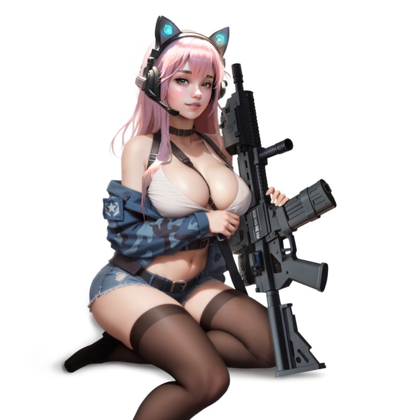 1girls ai_generated gun kitty_(lust_goddess) lust_goddess nutaku