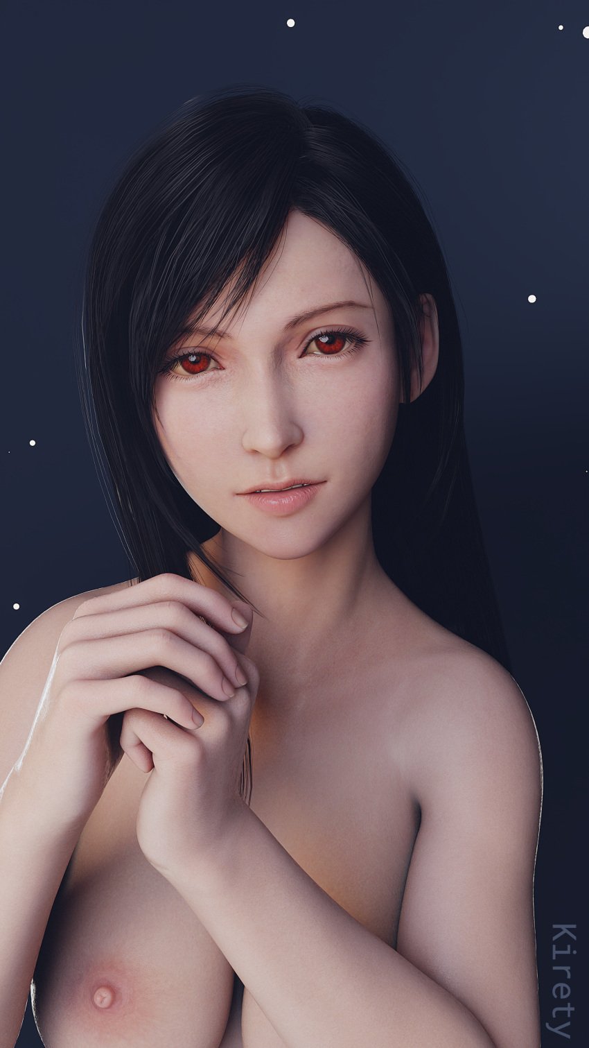 1girl 1girls 1woman 3d black_hair black_hair_female breast_exposed completely_naked completely_naked_female completely_nude completely_nude_female female female_human female_only final_fantasy final_fantasy_vii final_fantasy_vii_remake hands_together human human_female kirety0912 looking_at_viewer looking_at_you nipples nude only_female red_eyes red_eyes_female solo solo_female solo_focus tifa_lockhart