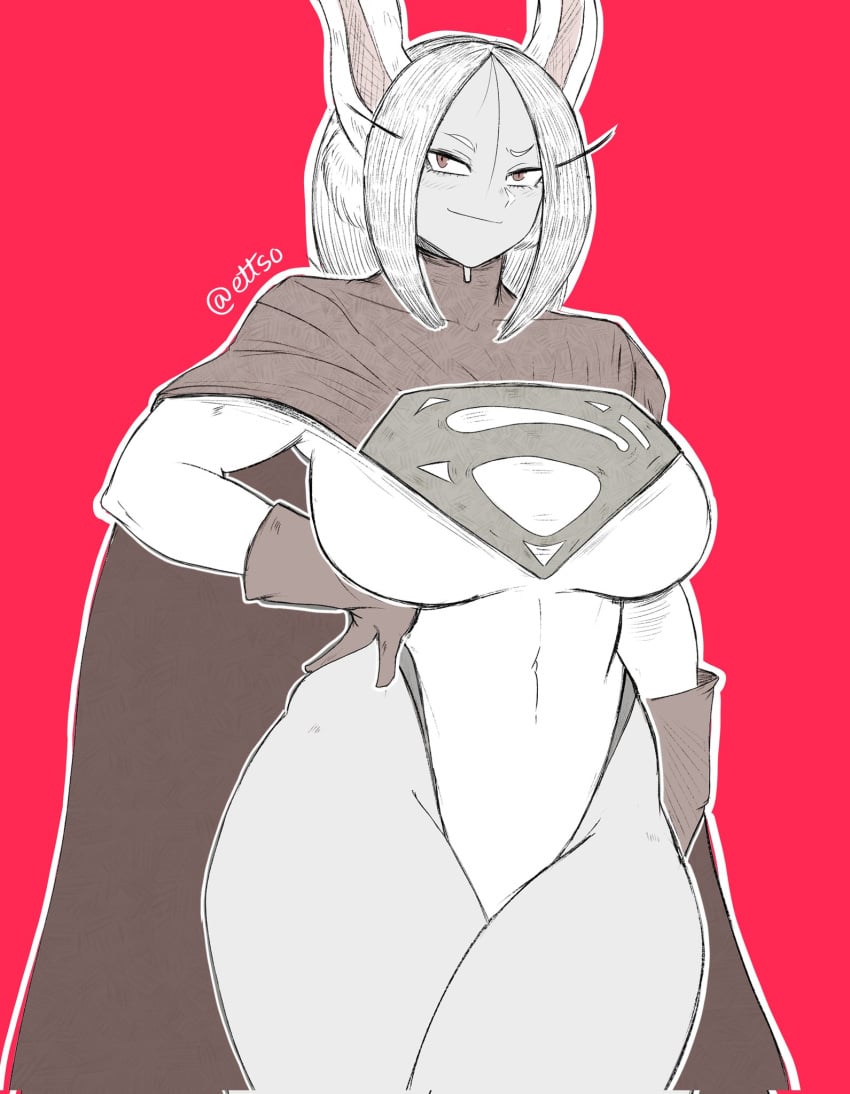 big_breasts bunny_ears bunny_girl cosplay ettso looking_at_viewer mirko miruko my_hero_academia rumi_usagiyama supergirl_(cosplay) superman_(series) thick_thighs