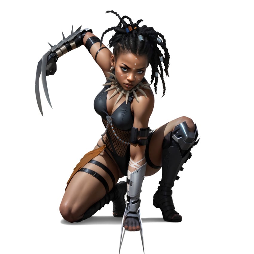 1girls ai_generated asha_(lust_goddess) black_female brown-skinned_female brown_skin brown_skinned_female dark-skinned_female dark_skin dark_skinned_female lust_goddess metal_claws nutaku