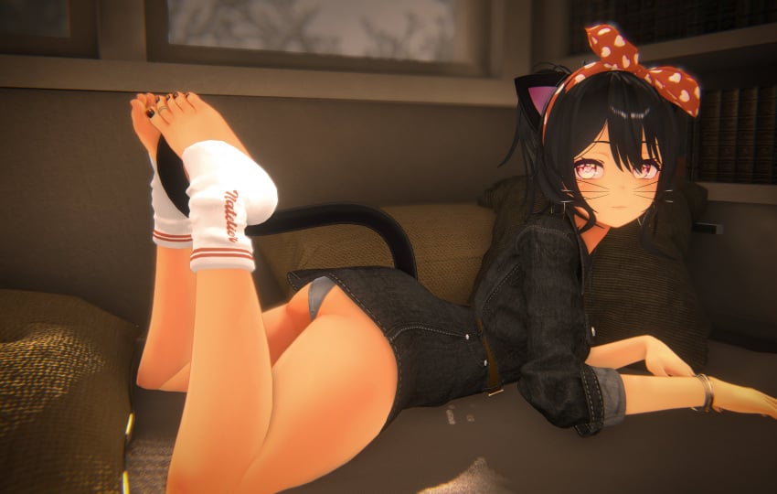 animal_ears animal_tail cat_ears cat_tail female female_only legwear panties sock solo thick_thighs underwear unity_(engine) vrchat vrchat_avatar vrchat_model