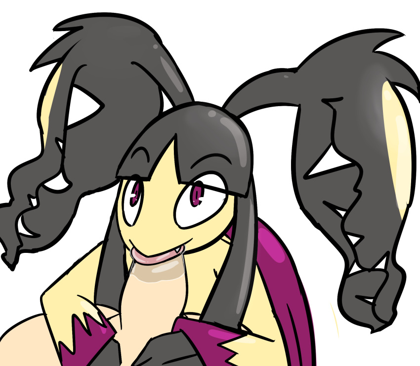 1boy ambiguous_gender cute_fang erection fairy human interspecies mammal mawile mega_evolution mega_mawile neko3240 nintendo oral penis pokemon pokemon_(species) pokemon_oras pokemon_rse red_eyes saliva simple_background