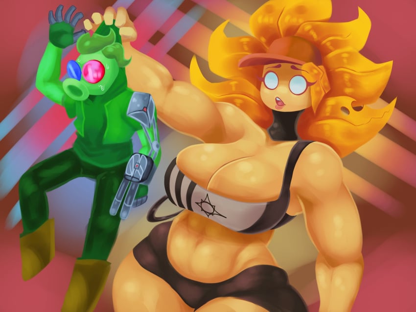 1boy1girl 2024 artist_logo balls blush carrying carrying_another carrying_partner carrying_position couple dj_arts fit fit_female flora_fauna freckles heart jack_(dj_arts) larger_female looking_at_viewer muscular_female nipples oc onomatopoeia original_character peashooter_(pvz) pie_face_cat plants_vs_zombies plap pvz romantic_couple smaller_male solar_flare_(pvz) sunflower_queen_(pvz) sunny_(dj_arts) tagme thick_thighs thighs watermark