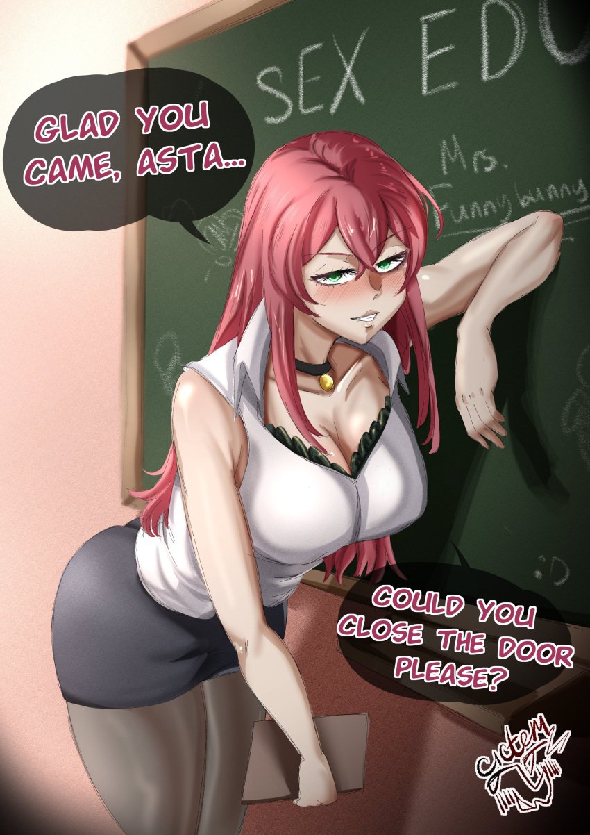 asta_(black_clover) black_clover blush blushing blushing_female cictemart18 green_eyes imminent_sex pink_hair princia_funnybunny student/teacher student_and_teacher tagme teacher teacher/student teacher_and_student