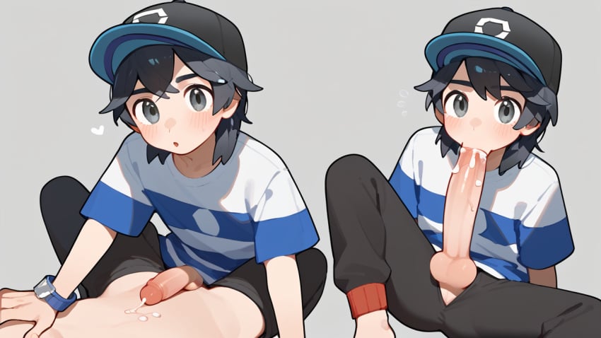 1boy ai_generated elio_(pokemon) gay nature pokemon solo twink yaoi