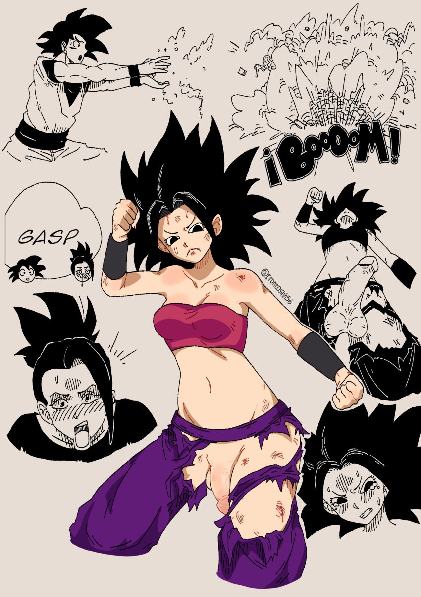 1boy 1girl1futa 1girls 2024 2girls artist_name blush breasts caulifla destruction dragon_ball_super female futanari goku irontoshh kale male multiple_girls penis ripped_clothing sketch son_goku source_request tagme tears torn_clothes