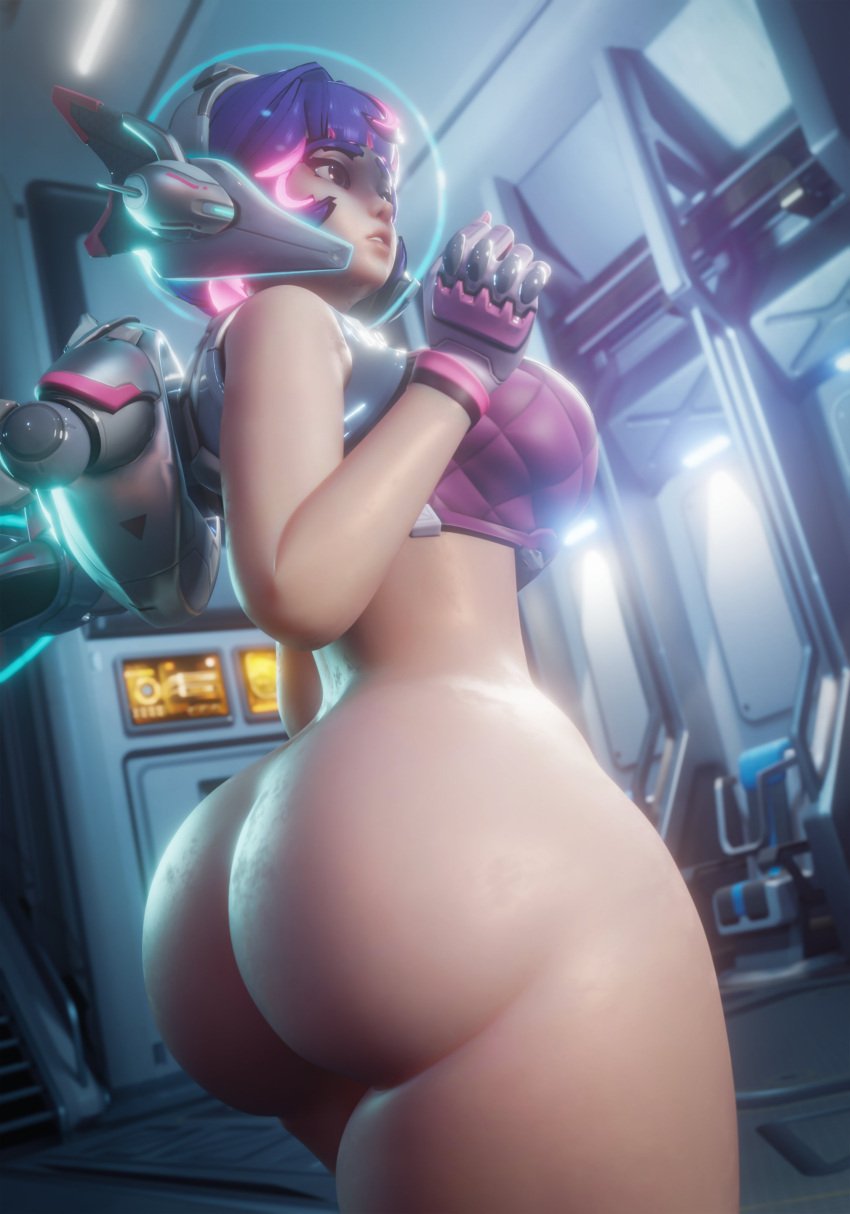 1girls 3d 3d_(artwork) asian asian_female ass audrix behind_view big_ass big_breasts big_butt blizzard_entertainment bottomless bottomless_female breasts dat_ass fat_ass from_behind from_behind_position juno_(overwatch) light-skinned_female light_skin overwatch overwatch_2 purple_hair purple_hair_female space_helmet video_game_character