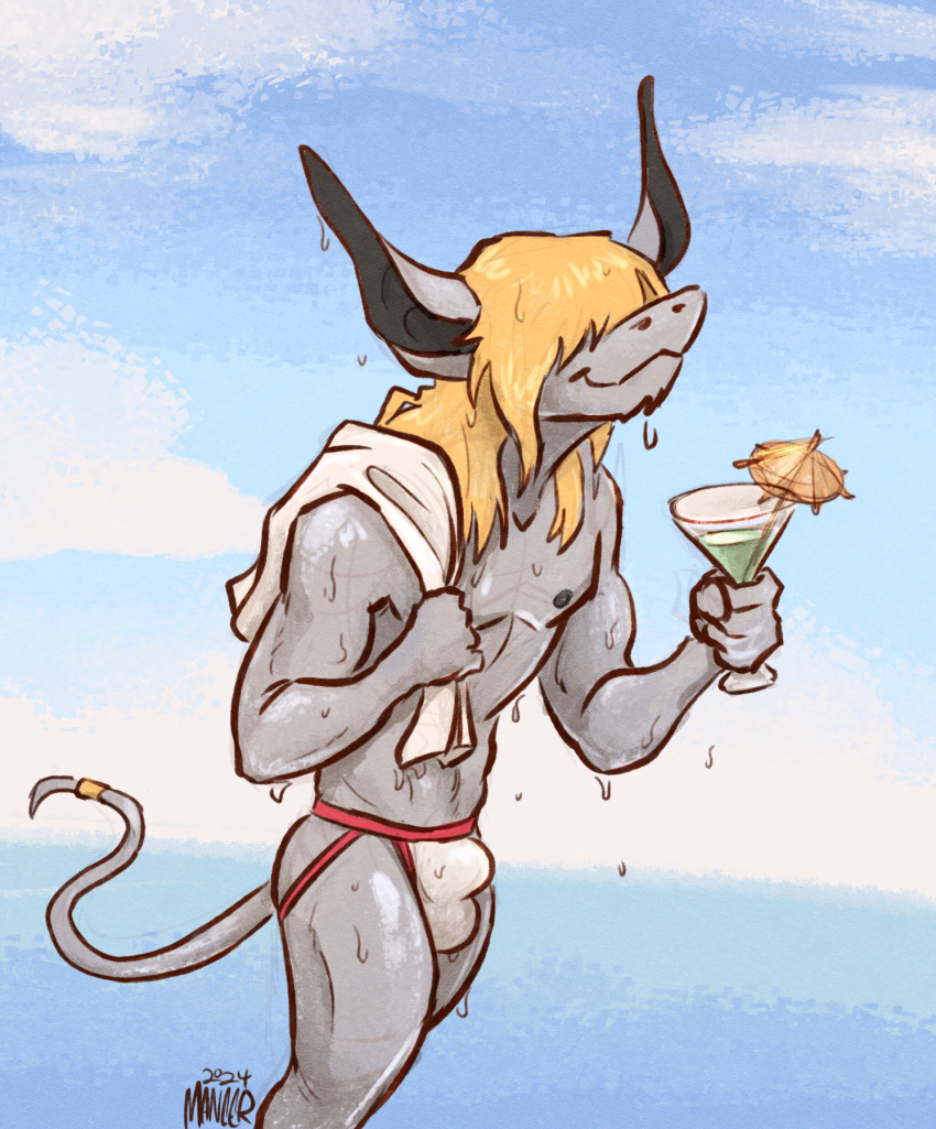 alcohol animancer anthro beverage bulge burmecian clothing cocktail final_fantasy final_fantasy_ix hair hi_res issah long_hair male mammal martini murid murine rat rodent solo square_enix thong underwear wet