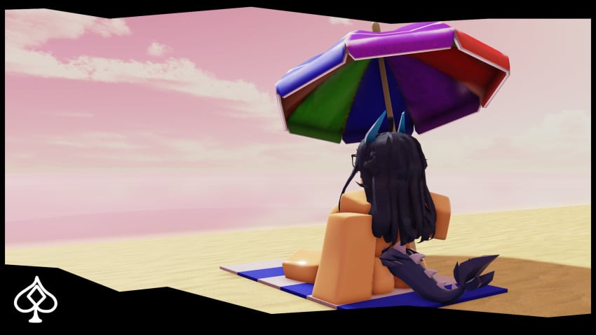 1girls 3d alisha_(tdsfc) ass beach big_ass big_breasts blue_hair breasts female gijinka2 naked naked_female roblox robloxian self_upload tagme