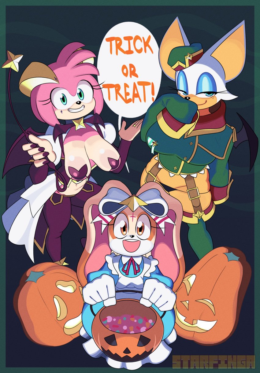 2d alternate_costume amy_rose big_breasts cosplay cream_the_rabbit halloween huge_breasts large_breasts leopard_(mahou_shoujo_ni_akogarete) magia_baiser mahou_shoujo_ni_akogarete mobian mobian_(species) mobian_bat nero_alice rouge_the_bat sega sonic_(series) sonic_adventure_2 sonic_the_hedgehog_(series) starfinga vagina_bones wide_hips