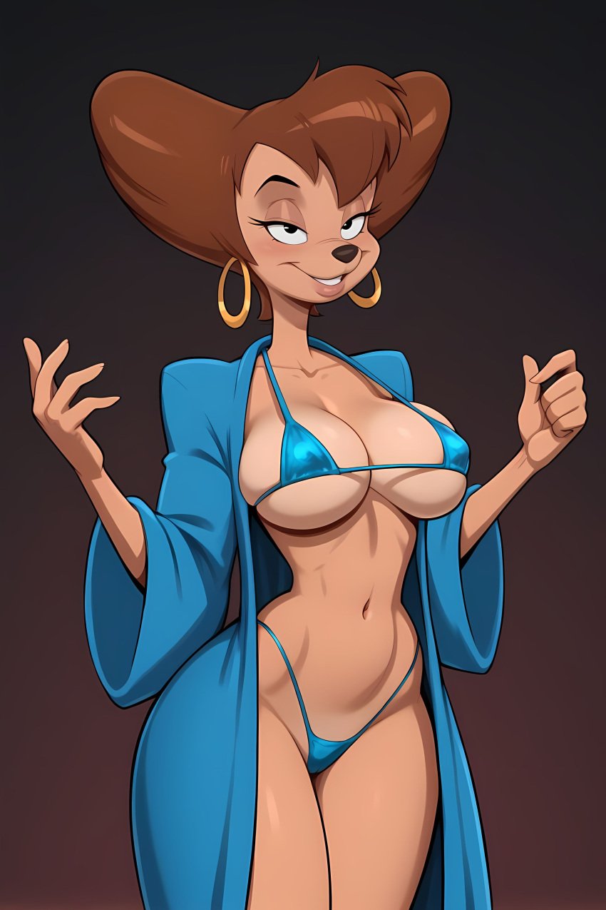 ai_generated goof_troop large_breasts micro_bikini peg_pete pinku.ai robe tagme