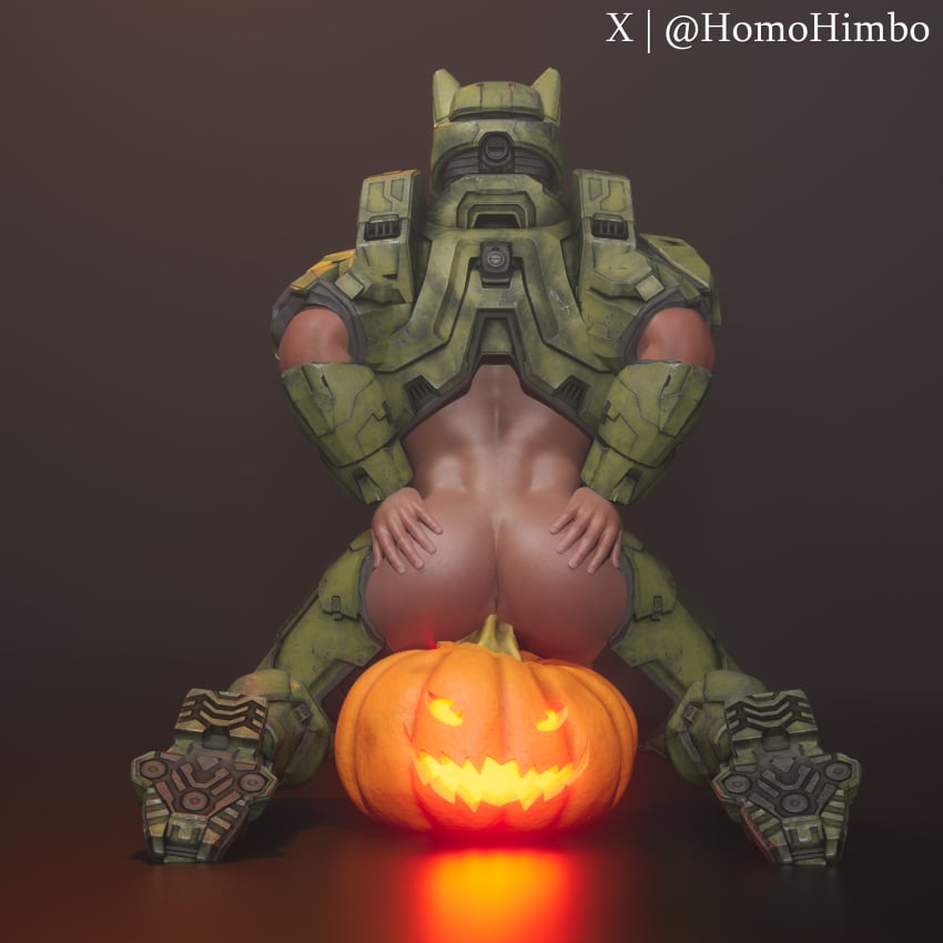 3d anal anal_insertion anal_sex armor armored_boots armored_male artist_name ass cat_ears gay gay_male halloween halo halo_(game) halo_(series) homohimbo male_only master_chief muscle muscles penis pumpkin