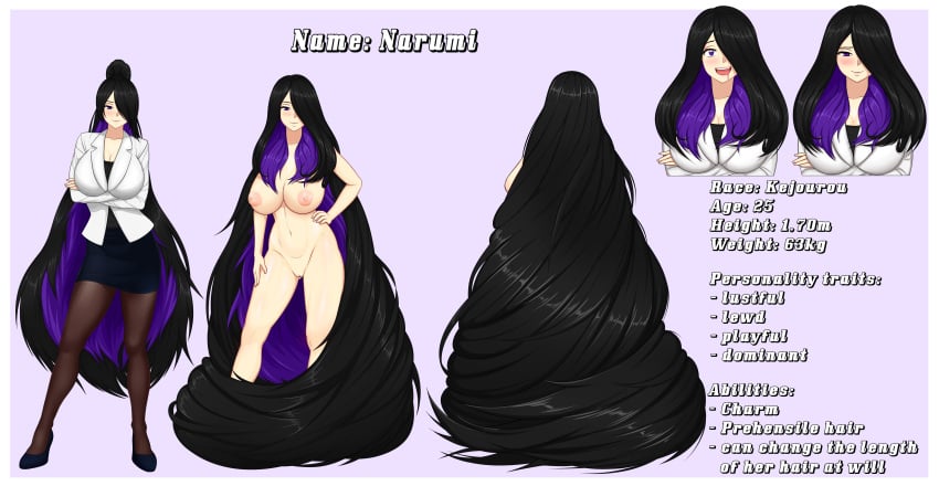 1girls biography black_hair character_name character_profile female female_only hair_fetish hair_over_shoulder hair_over_shoulders high_resolution highres inner_hair kejourou light_skin light_skinned_female long_hair monster_girl nic0_robin69 office_clothing office_lady original original_character purple_eyes purple_hair reference_sheet someone_else's_oc very_high_resolution very_long_hair yokai