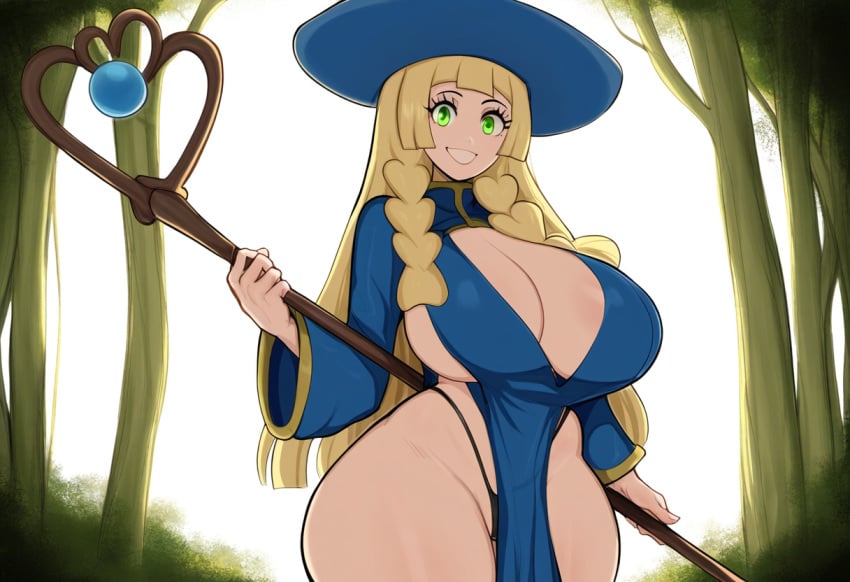 ai_generated blonde_hair blue_eyes cleric female huge_breasts lillie_(pokemon) mullon novelai pokemon pokemon_sm robe rpg solo thick_thighs voluptuous