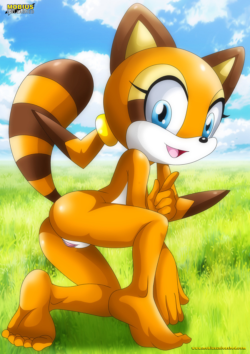 1girls anthro ass barefoot bbmbbf cub female female_only marine_the_raccoon mobius_unleashed nude open_mouth palcomix pussy sega solo sonic_(series) sonic_the_hedgehog_(series) tongue