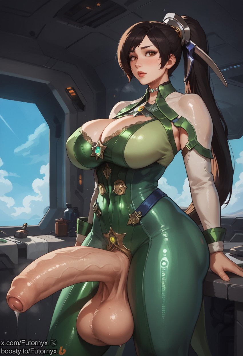 1futa ai_generated balls ballsack blush blush costume dickgirl eve_(stellar_blade) flaccid flaccid_penis foreskin futanari futornyx huge_balls huge_breasts huge_cock huge_cock large_breasts large_testicles sagging_balls saggy_balls shemale shiny_skin shy solo space stellar_blade sweat sweating sweaty tagme testicles thick_thighs veiny_penis wide_hips