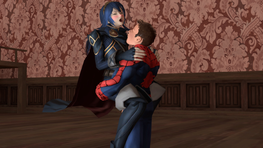 3d blue_hair cowman crossover eastern_and_western_character female fire_emblem fire_emblem_awakening garry's_mod human lucina_(fire_emblem) male marvel peter_parker spider-man spider-man_(series) straight straight_hair