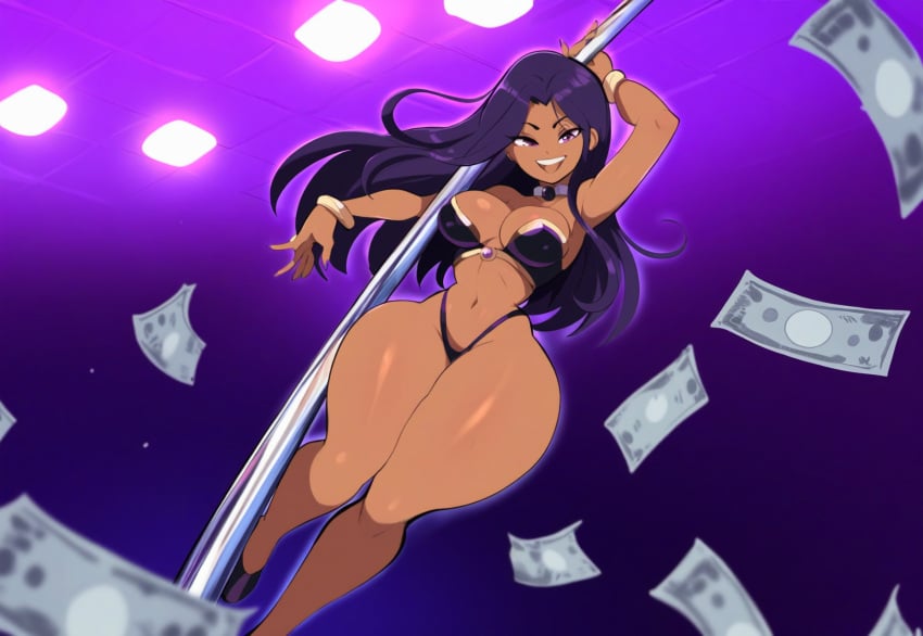 ai_generated alien alien_girl big_breasts blackfire crowd crowd_watching dancing dc dc_comics komand'r looking_at_viewer money money_rain mullon novelai pole pole_dancing public slut smile stage stripper stripper_pole tamaranean thick_thighs thong