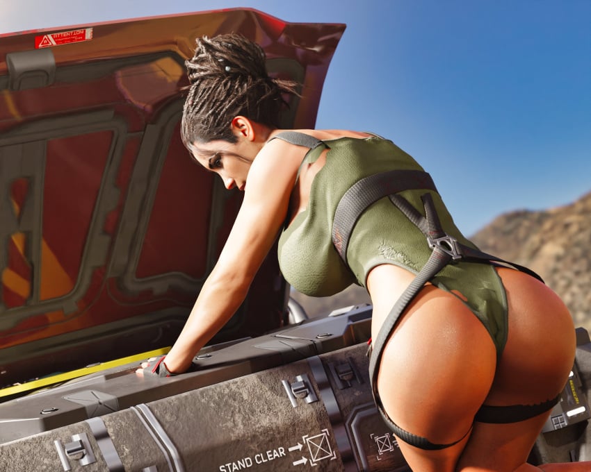 1girls 3d ass big_ass big_breasts breasts car clubzenny cyberpunk_2077 dark-skinned_female dark_skin female native_american panam_palmer solo