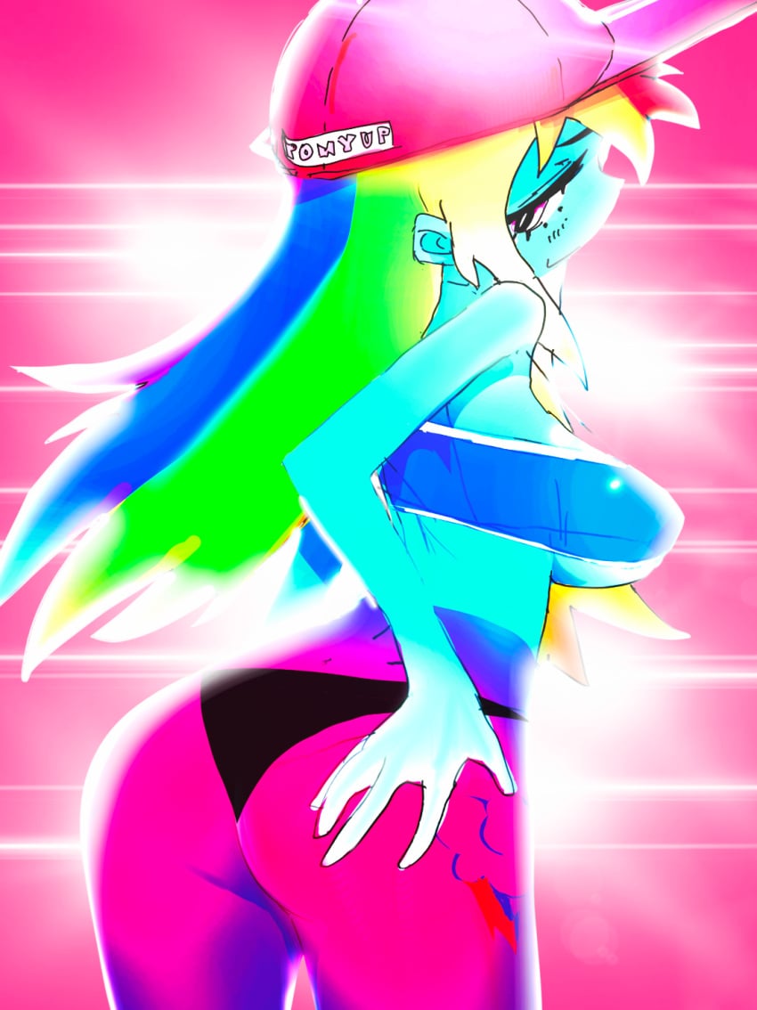 ass backwards_baseball_cap backwards_cap cap crop_top equestria_girls hat my_little_pony rainbow_dash_(eg) rainbow_dash_(mlp) thong