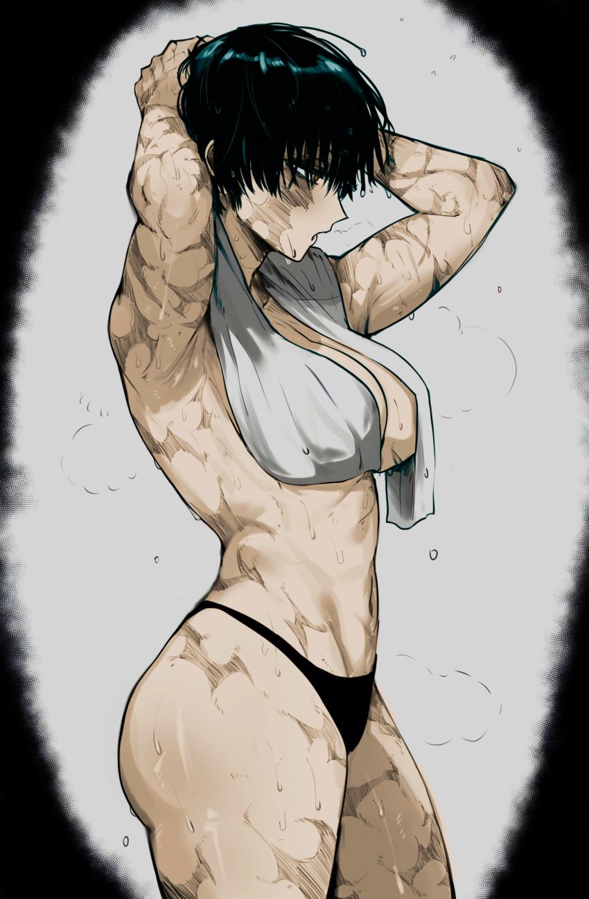 1girls ajaycolor anime big_breasts breasts color color_edit colored colored_hair colored_inner_hair colored_sketch colored_skin edit exercise exercising female female_focus female_only jujutsu_kaisen light-skinned_female light_skin manga masoq095 post_workout scars scars_all_over short_hair side_view sideview solo solo_female solo_focus topless topless_female training workout zenin_maki