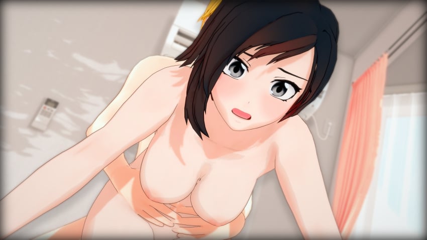 1boy 1girls 3d black_hair black_hair_female blonde_hair breasts cheating jaune_arc nude_female nude_male nyxxzeiss red_highlights ruby_rose rwby sex sex_from_behind silver_eyes