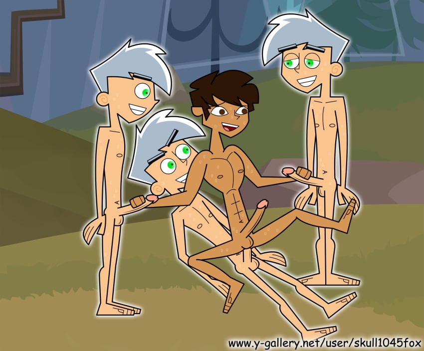 4boys abs anal anal_penetration anal_sex brown_eyes brown_hair brown_skin color danny_fenton danny_phantom dark-skinned_male dark_skin dual_handjob erect_while_penetrated erection foursome green_eyes hair handjob handjob_while_penetrated holding_penis masturbating_other original_character original_characters outdoors pecs penetration penis penis_size_difference pleasure_face reverse_cowgirl_position silver_hair sitting_on_penis skull1045fox spread_legs stroking_cock sweatdrops tagme teeth three_on_one url yaoi