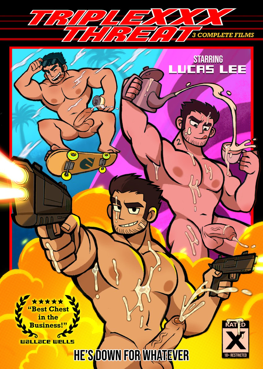 abs balls bara beard_stubble biceps big_balls big_penis black_hair erection lucas_lee male male_nipples male_only manly muscular_male nipples nude pecs penis scott_pilgrim