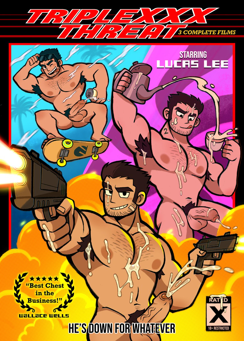 abs balls bara beard_stubble biceps big_balls big_penis black_hair erection lucas_lee male male_nipples male_only manly muscular_male nipples nude pecs penis scott_pilgrim