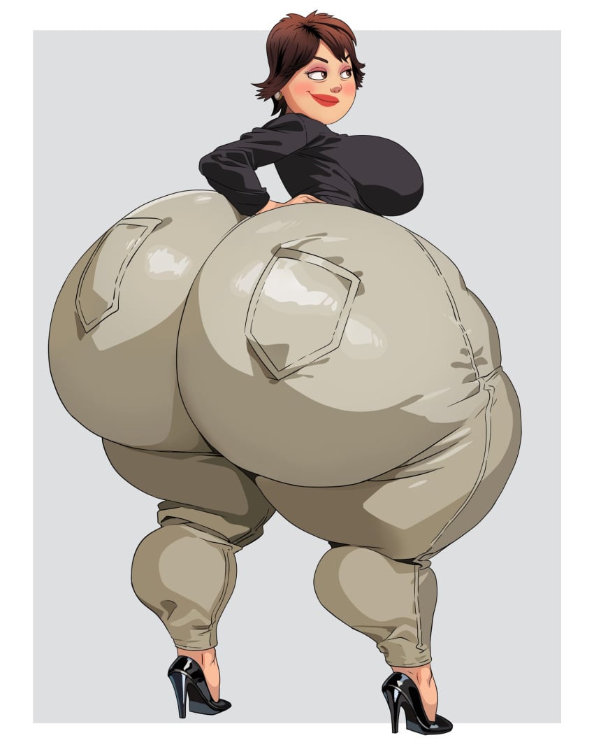 adultart_(artist) breasts clothed_female disney female_only lily_lee milf pixar pixar_mom sexy thick_ass tight_pants turning_red