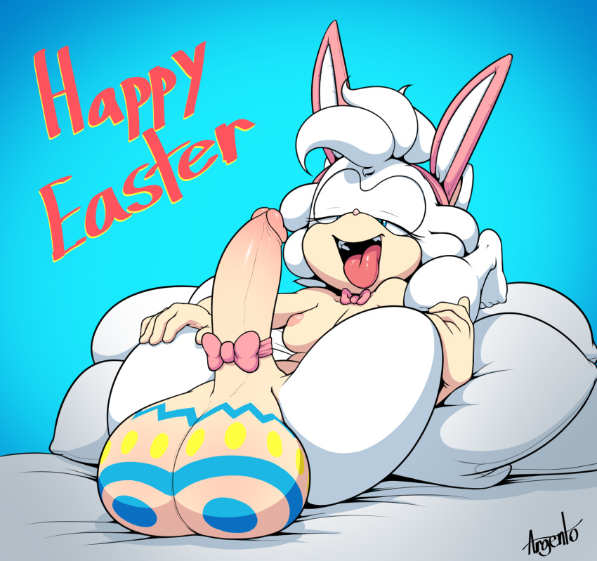 1futa 2016 anthro argento balls big_balls big_penis blue_eyes breasts dickgirl easter easter_balls english_text fake_ears fake_rabbit_ears futa_only futanari hair half-closed_eyes hedgehog hi_res holidays huge_balls humanoid_penis intersex mammal nipples open_mouth penis ribbons solo solo_futa sonic_(series) sophie_(argento) text tongue tongue_out white_hair