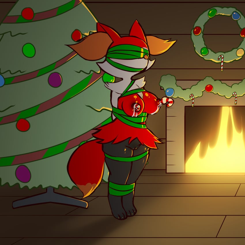 absurd_res anthro areola arms_tied big_breasts bodily_fluids bondage bondage bound braixen breast_milking breasts candy candy_cane candy_cane_in_nipple christmas christmas_tree dessert digitigrade dipstick_tail dominator_(typicaldork) e254e female fireplace food generation_6_pokemon genitals hands_behind_back hi_res holidays inner_ear_fluff innie_pussy inside lactating legs_tied light markings milk nintendo nipple_fetish nipple_penetration nipple_play nipple_suck nipples nude penetration plant pokemon pokemon_(species) pussy red_areola red_nipples snout solo sucking tail tail_markings tree tuft wreath