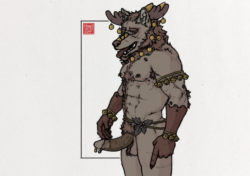 absurd_res anthro bell canid canine canis christmas christmas_clothing christmas_headwear clothing drago_tatsuki_(artist) dragon eyebrow_piercing facial_piercing genital_piercing genitals harness headgear headwear hi_res holidays humanoid hybrid leather leather_harness logan_tatsuki male mammal mythological_creature mythological_scalie mythology nipple_piercing nipples penis penis_piercing piercing prince_albert_piercing scalie solo wolf