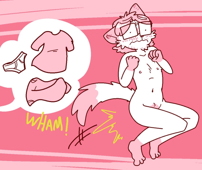 1boy anthro blush embarrassed furry jesse_(tethyss) male mistersaturn123 nude pubic_hair tagme