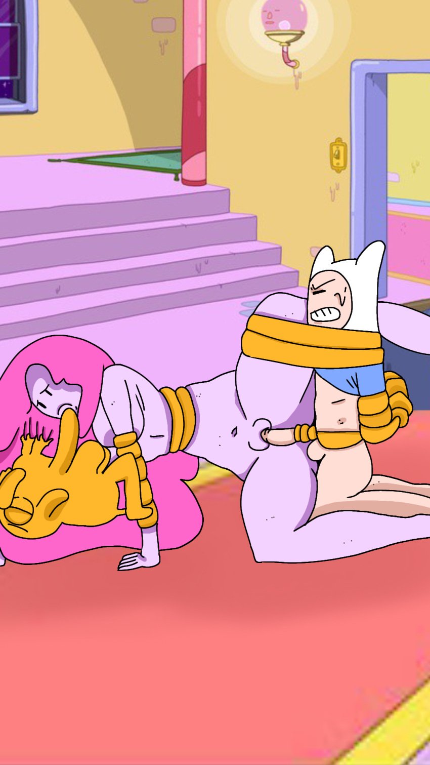 1boy 1boy1girl 1female 1male adventure_time bubble_gum canine cartoon cartoon_network deuscartoon dog_penis female finn_the_human forced forced_sex jake_the_dog oral_sex princess_bubblegum vaginal_insertion vaginal_penetration vaginal_sex