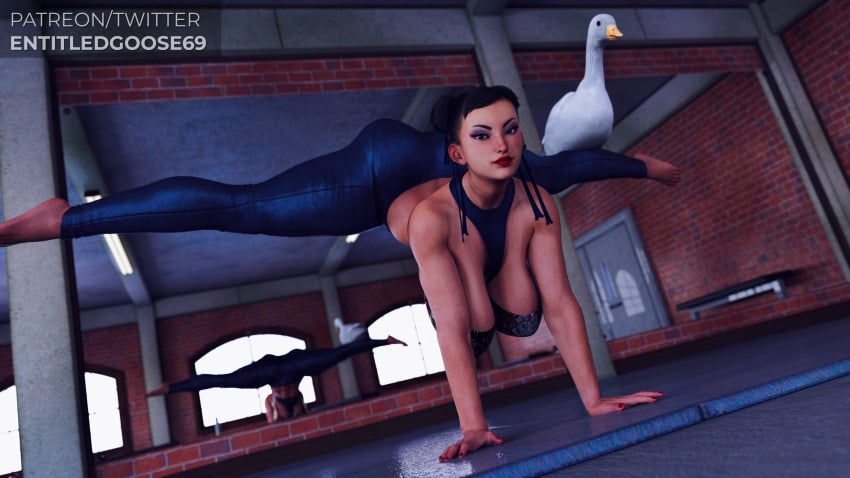 1girls 3d abs ass big_ass big_breasts breasts capcom chun-li cleavage entitledgoose female female_only fit fit_female goose handstand mature_female milf muscular muscular_female solo solo_focus splits straight_hair street_fighter street_fighter_6 tagme thick_thighs wide_hips